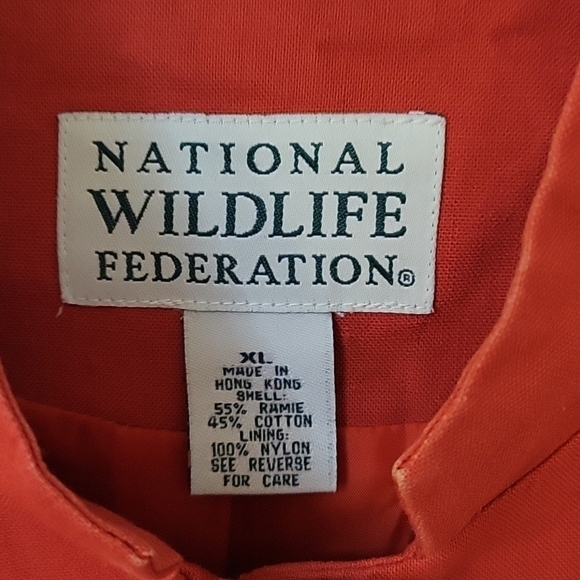 VTG NATIONAL WILDLIFE FEDERATION Mandarin Collar Nehru Topper Novelty Shacket - Picture 6 of 8